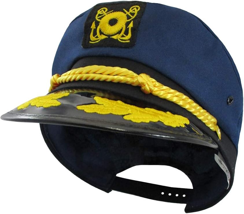 Jacobson Hat Company Yacht Skipper Hat Ship Captain Cap Costume Sailor Boat Ship Captains,Navy,Adjustable