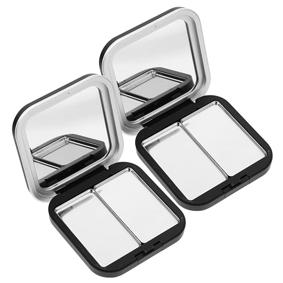 Beaupretty Magnetic Empty Eyeshadow Palettes 2Pcs Refillable DIY Makeup Storage Case for Eyeshadow Blush Lipstick Compact Portable with Mirror