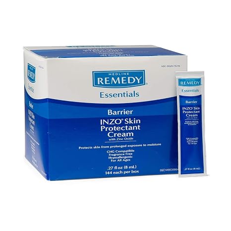 Medline Remedy Essentials INZO Skin Barrier Protectant Cream, with Zinc Oxide, 8 mL Packet (Pack of 144)