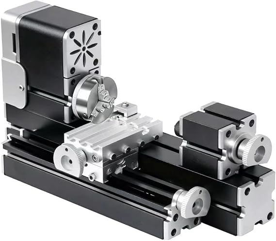All-Metal Mini Lathe Machine, 20,000RPM 36W with 0.02mm Molded Scale Small 310mm Desktop for Wood & Soft Metals (Copper, Aluminum) in DIY, Model Making, Crafts & Education