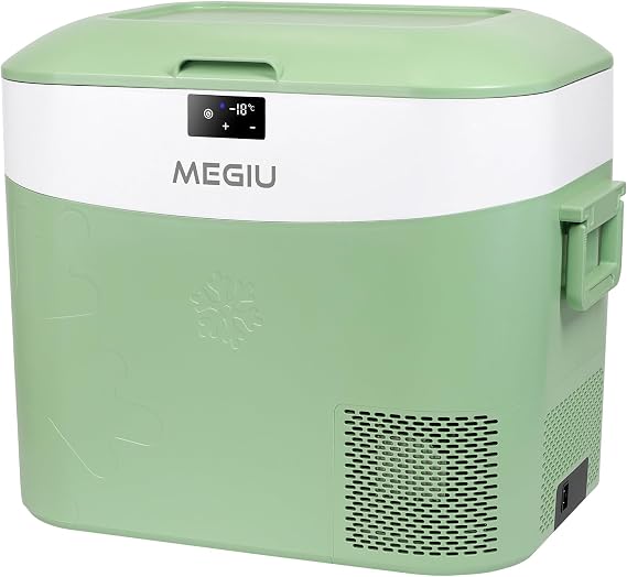 Megiu - 12 Volt Portable Refrigerator, 23 Quart (22 Liter) Refrigerator, Freezer Compressor 12V/24V DC 110~240V AC for Outdoor, Camping, Travel, Home Use -18℃~+15℃