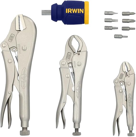 IRWIN 2077703 Vise-Grip Fast Release Locking Pliers Set with Free 8-in-1 Multi-Tool, 3-Piece