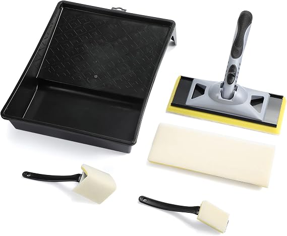 Paint Pad Tray Set,9-inch Paint Pad Applicator with Painters Pad Refills,Trim Smart Paint Edger,Corner Painter,Large Wall & Ceiling Paint Pad for Home Interior