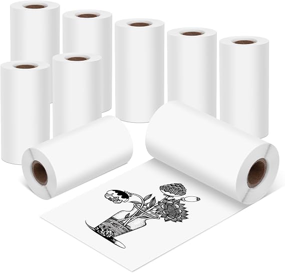 57x30mm Sticker Thermal Paper for Mini Printer Instant Camera Paper Refill | 9 Rolls White Self-Adhesive Thermal Printer Paper Roll Compatible with Mini Portable Printer Mini Pocket Printer PeriPage A6