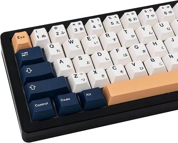 PBT Japanese Keycaps 129 Keys, Minimalist Style Cherry Profile Custom Keycaps Dye-Sublimation Keyboard Keycap Set for Gateron Kailh Cherry MX Switch Gaming Mechanical Keyboards