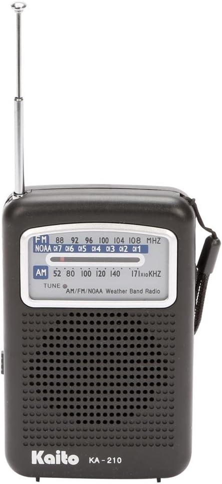 Kaito KA210 Pocket AM/FM NOAA Weather Radio, Black