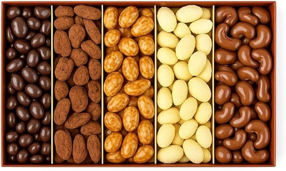 Nuts Pick Chocolate Nuts Gift Box – Premium Nuts Coated in Milk, White, Dark & Cocoa Dusted Chocolate