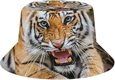 Cute Bucket Hat Beach Fisherman Hats Colorful Tiger Animal Fishing Hats Monsters Brave Tiger for Travel Hiking
