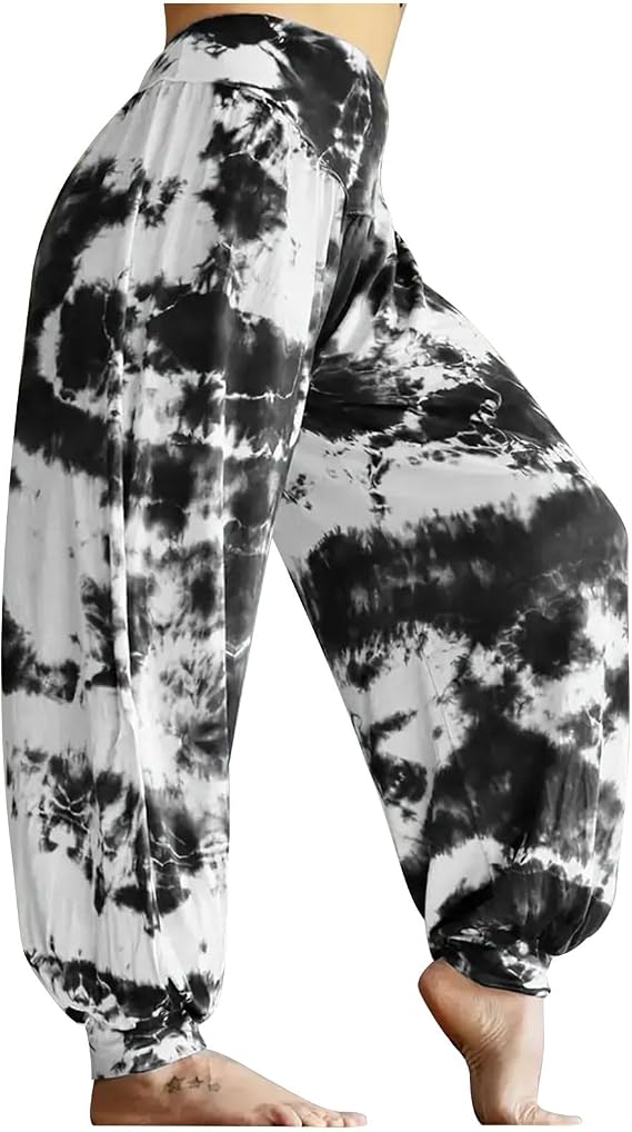 Women's Baggy Harem Pants High Waisted Tie Dye Printed Boho Yoga Pants Hippie Athletic Sweatpant