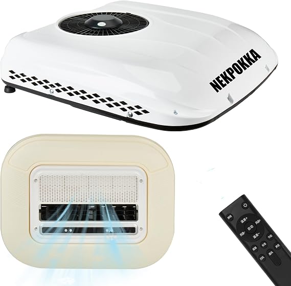 12V DC air conditioner/ultra-thin car roof air conditioner is applicable to minivans, off-road vehicles, pickups, motor homes, trucks, agricultural vehicles, excavators, etc (12V voltage)