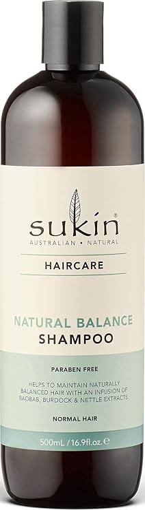 Sukin Natural Balance Shampoo, Sulfate Free Moisturizing Shampoo with Botanicals & Baobab Oil, Clean Ingredients, Signature Scent, 16.91 Fl Oz