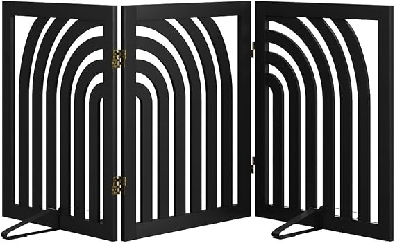 Dog Gate, Curve Freestanding Dog Gates for Doorways 3 Panels (Black)
