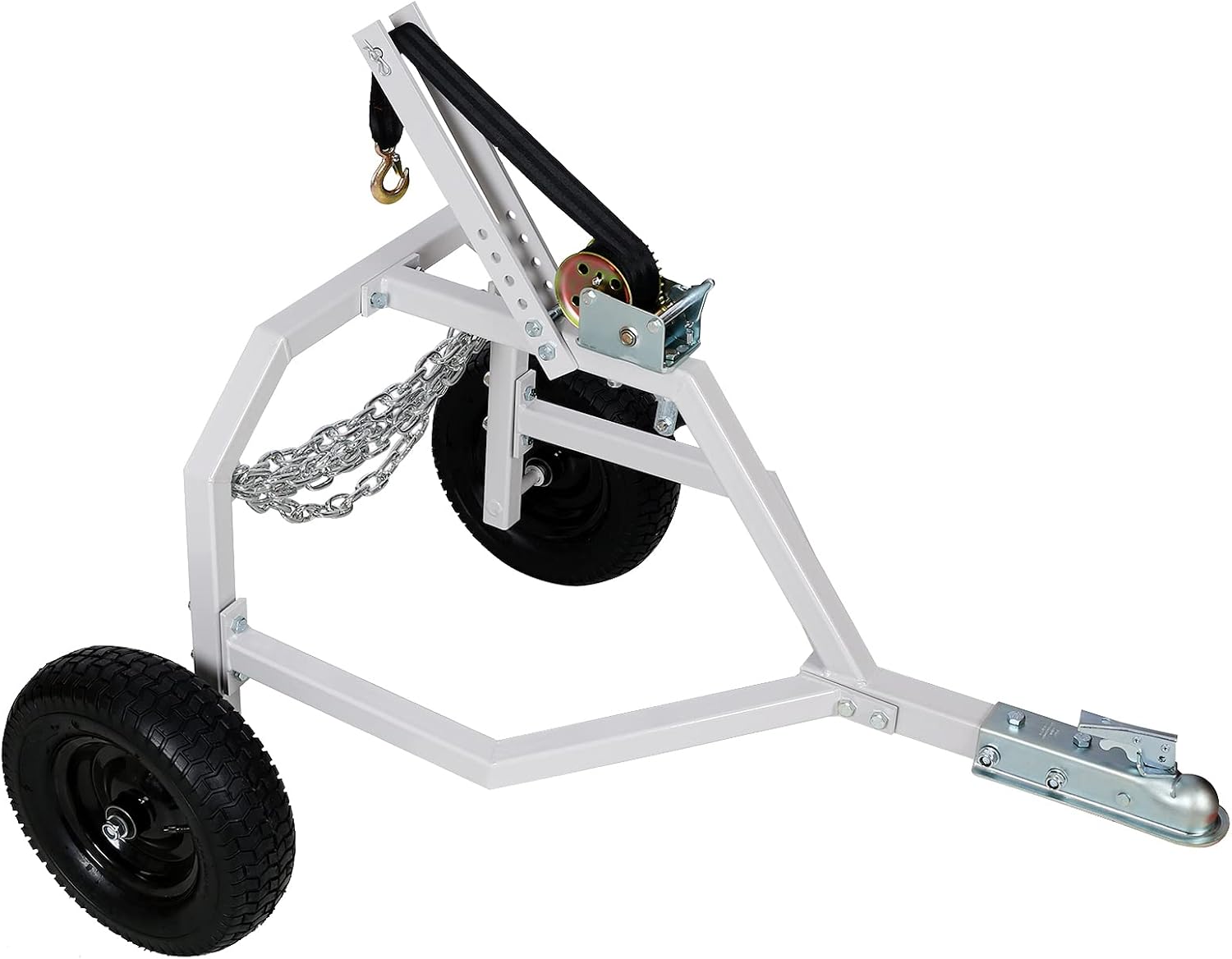 ATV Log Skidding Arch for Effortless Outdoor Logging, 1000 lb Capacity, Durable Steel & Pneumatic Tires