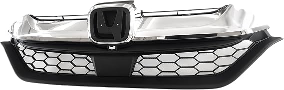 Front Bumper Grille Honeycomb Grill Black With Chrome For 2017 2018 2019 Honda CRV CR-V HO1210147C