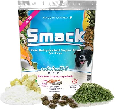 Smack Pet Food Organic Raw Dehydrated Dog Food Grain-Free, Gluten-Free, Raw Food for Dogs Rockin Rockfish, 5.5 Pound