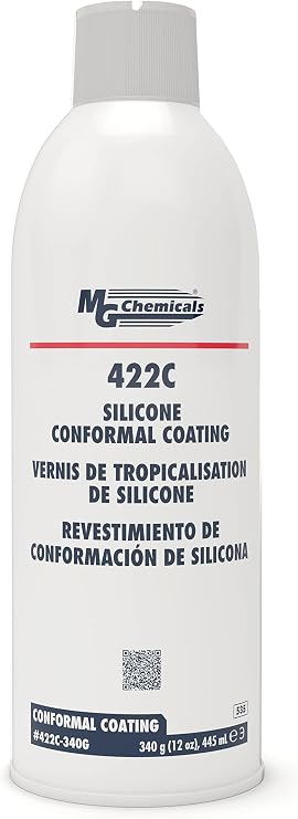 MG Chemicals 422C Conformal Coating - Silicone with UV Indicator, Waterproof and Flame Retardant, 340g Aerosol