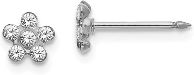Inverness 14k White Gold Clear Crystal Flower Earrings Breathtaking