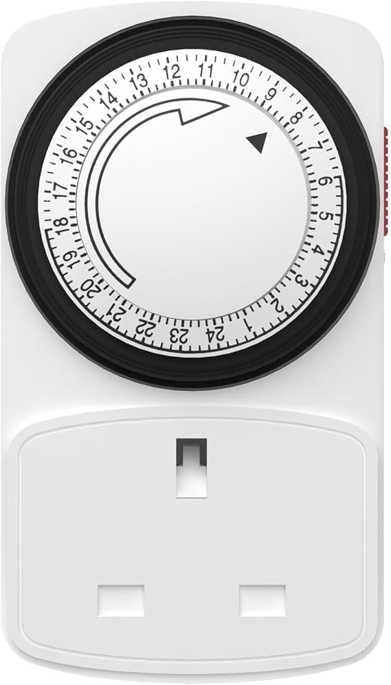 HBN 24 Hour Timer Plug Socket UK,Plug-in Segment Plugs Timers Switch,Programmable Energy Saving Light Switchs for Home Security Light Socket,Lamp, Christmas Lights(15min,1Pack)
