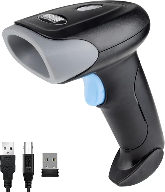 Wireless Barcode Scanner USB Handheld Laser Bluetooth Barcode Scanner 1D 2D QR Screen Scanning Bar Code Reader Works with PC, iPad, Smartphone, Laptop-U26