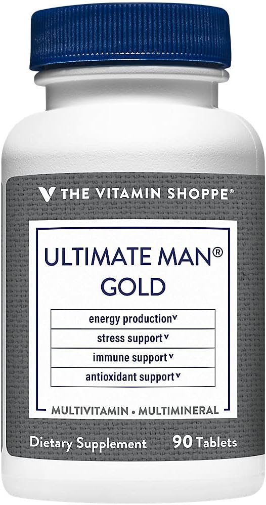 The Vitamin Shoppe Brand Ultimate Man Multivitamin, High Potency, 90 Count | Mens Multivitamin with Vitamins, Minerals & Antioxidants for Energy, Immune & Overall Wellness Support, Gluten Free
