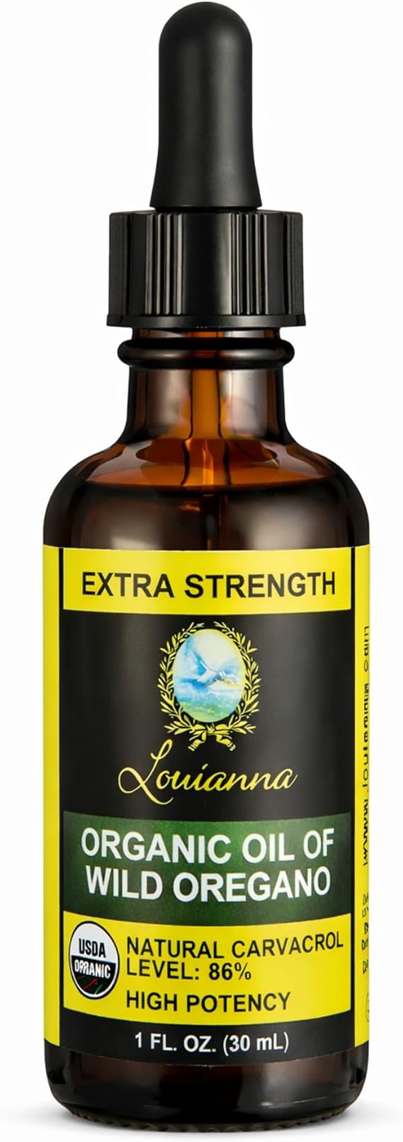 Louianna Organic Wild Oregano Oil, Aceite de Oregano, Pure Oil of Oregano Drops, with 86 Percent Carvacrol, for Oral or Topical Use, Immune and Seasonal Support, 30 ml