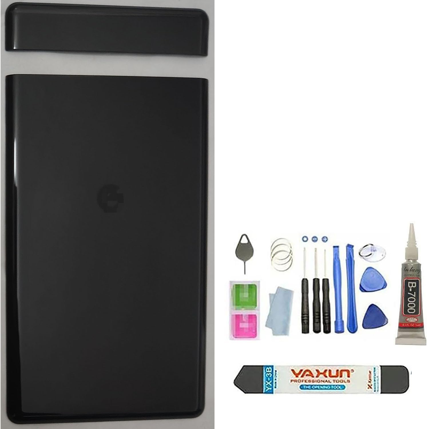 Pixel 6 Pro Back Glass Replacement for Google Pixel 6 Pro 5G Back Cover Glass Housing Door with Pre-Installed Tape + Tools (Black)