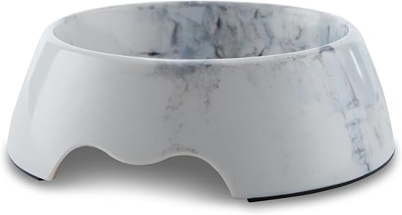 Marble Print Melamine Dog and Cat Food and Water Bowl, Non Skid Base, Anti-Slip Pet Feeder Bowls (5.4 Ounce, 13.5 Ounce,27 Ounce)