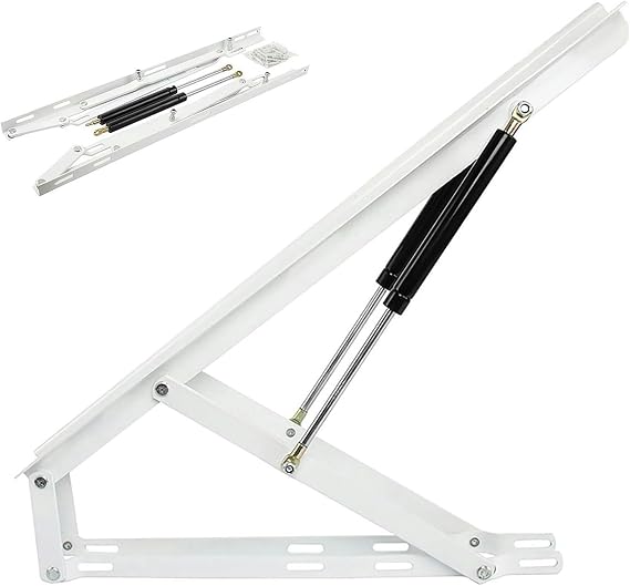 Heavy Duty Bed Lift Mechanism, Lift Up Bed Frame Support Bed Storage Lift Kit, Lift Up Storage Bed Frame Hinge Set, Storage Bed Lift Mechanism Kit Gas Spring Strut, One Pair/White(0.9m)