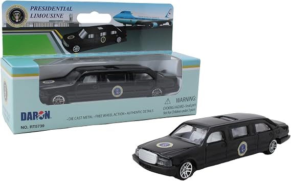 Presidential Limousine Die-Cast Metal Vehicle, Collectible Toy Car | Realistic detailing, free-rolling wheels, display-ready design, durable, giftable, imaginative transportation play, ages 3+