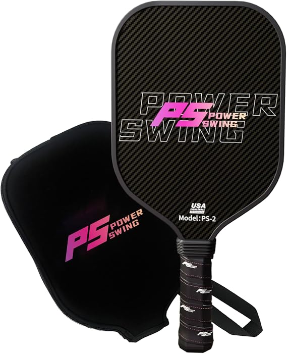 Pickleball Paddles - USAPA Approved Professional Carbon Fiber Pickleball Paddles with SRT Pro Polymer Honeycomb Core, 3K Textured Carbon Fiber Surface, Top Pickleball Paddle by Power Swing