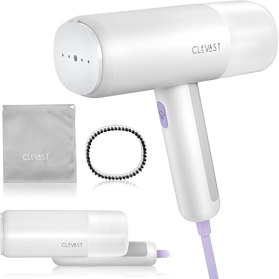 CLEVAST Travel Steamer for Clothes - Portable Handheld Garment Steamer for Clothing, Small Foldable Travel Size Fabric Wrinkle Remover, 30-Second Fast Heat Up, 1000W Powerful Steam Output (classic)