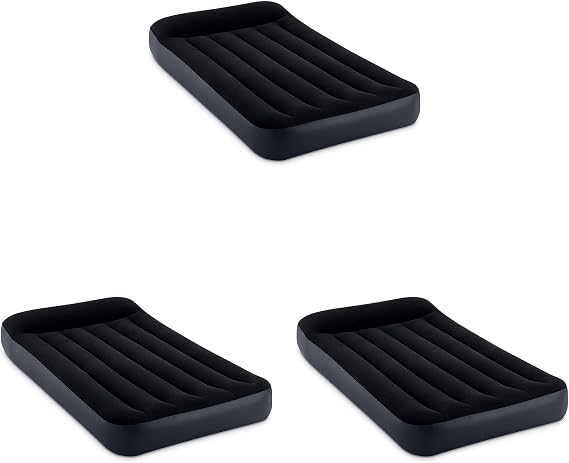 Intex Dura Beam Pillow Rest Classic Inflatable Blow Up Mattress Air Bed with Internal Built in Pump Accommodates Up to 300 Pounds, Twin (3 Pack)