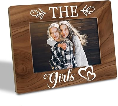 Friendship Gift for Good Friends Women, Bestie Birthday Gift, The Girls Photo Frame, Holds 4 x 6 Inch Photo, Farmhouse Wooden Picture Frame Gift, Women Friends Photo Frame for Wall and Tabletop Decor