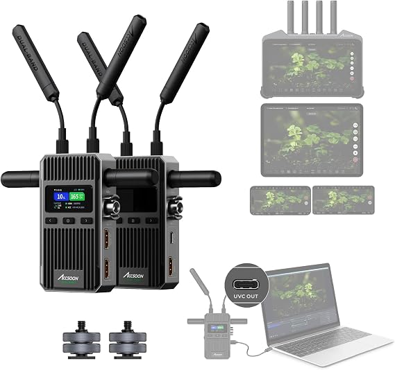Accsoon CineView 2 SDI Wireless Video Transmission System, Dual-Band SDI HDMI Video Transmitter 1500ft Range 50ms Latency, UVC/RTMP Livestream, Compatible with CineView M7 Pro/HE/SE, 4 APPs Monitoring