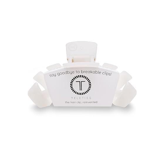 TELETIES - Tiny Hair Clip - For Super Thin Hair, Little Kids, Half-up Hairstyles - Strong Grip, Bendable Teeth, Comfortable Curved Design - Mini Claw Clip - For All Hair Textures - Coconut White