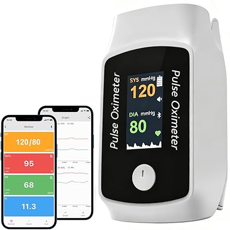 Fingertip Pulse Oximeter,Portable Respiratory Pressure Oxygen Saturation Monitor for Sports, Bluetooth Digital Oxygen Meter Heart Rate Monitor for Daily Health