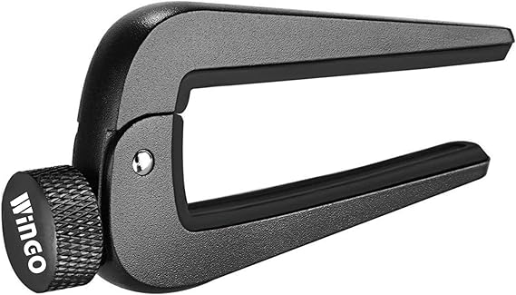 WINGO Wide Guitar Capo Fits for Acoustic Classical Electric Guitars, Black | Micro Tension Knob, Flat & Curved Dual Rubber Pads, Fits Classical & Acoustic Necks.