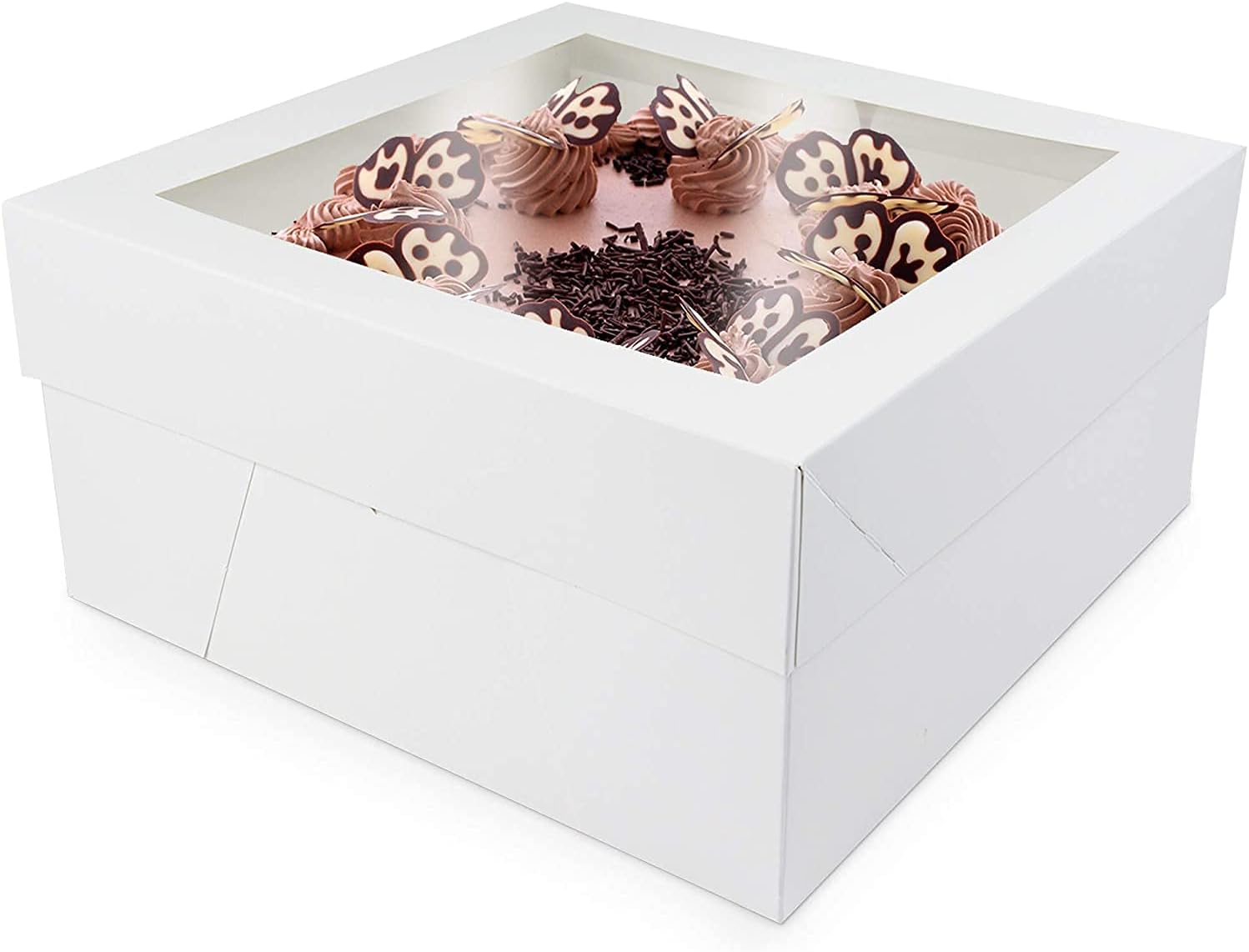 O’Creme Cake Boxes – White Bakery Boxes with Window – 12” x 12” x 6” Inch – Kraft Paperboard Bakery Boxes for Holding and Displaying your Pastries - 25 Pack