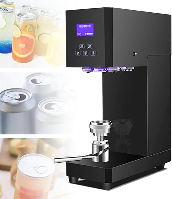 Commercial Benchtop Electric Can Seamer with Counter Semi-Automatic Tin Can Glass Bottle Sealing Machine(Black)