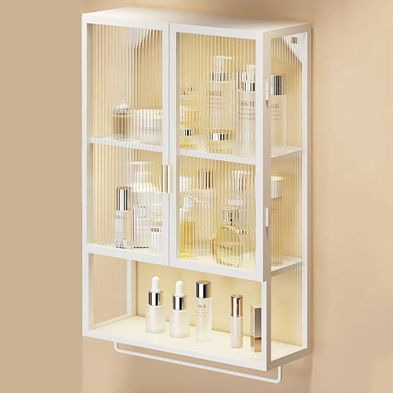 Bathroom Wall Cabinet,metal Medicine Cabinet With Clear Door,bathroom Cabinet Wall Mounted With Towel Bar,hanging Cabinet For Bathroom, Livingroom, Kitchen,cupboard(40x14.5x70cm(16x6x28inch), White)