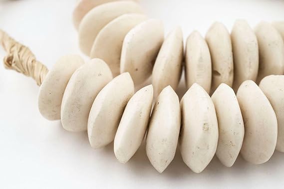 The Bead Chest White Bone Beads Saucer 21mm Kenya African Large Hole 24 Inch Strand Handmade
