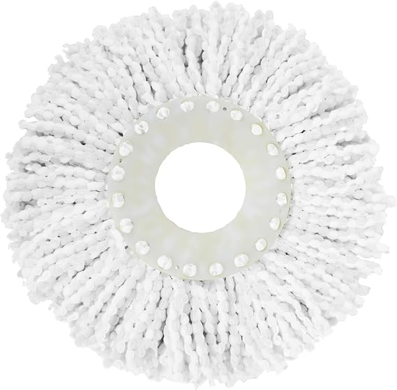 Casabella Spin Cycle Floor Mop Microfiber Refill Head, Machine-Washable, White