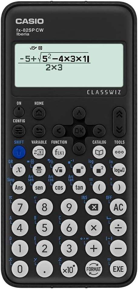Casio FX-82SP CW Scientific Calculator, Recommended for Spanish and Portuguese Curriculum, 5 Languages, Over 300 Functions, Dark Grey