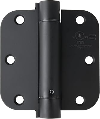 HASWARE Self Closing Commercial Door Hinge: 3.5 Inch Spring Hinges - Adjustable Door 12 Inch Radius Corners - for Garage Wooden Door or Bathroom, UL Listed Matte Black, 1Pack