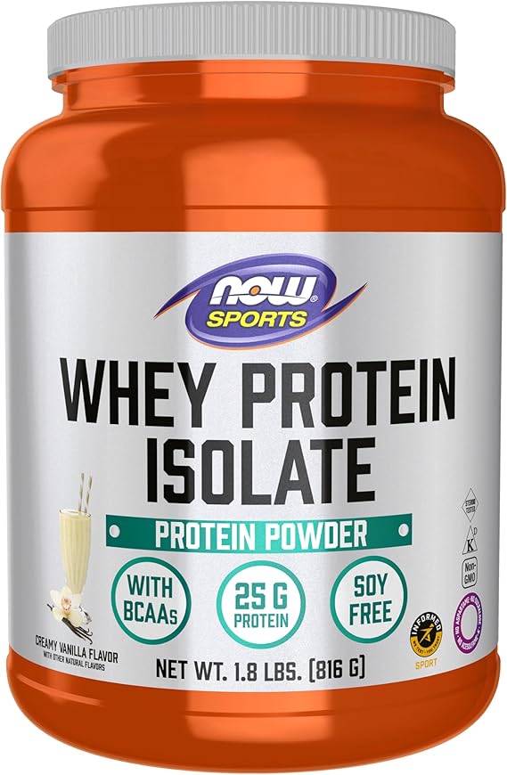 NOW Foods Sports Nutrition, Whey Protein Isolate, 25 G With BCAAs, Creamy Vanilla Powder, 1.8-Pound