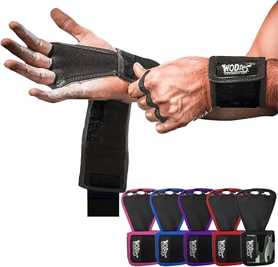 JerkFit WODies Gymnastics & Weightlifting Grips with Wrist Wraps 3 Hole Versatile Gym Gloves for Pull Ups, Gym Training & Cross Training Hand Grips Palm Protector for Men & Women