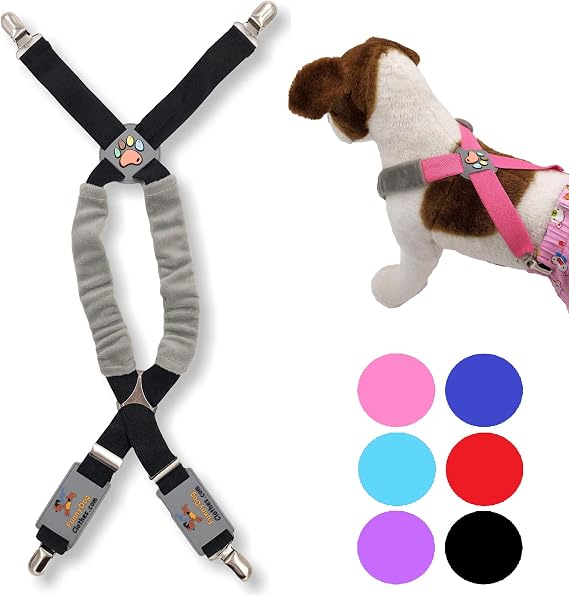 Dog Suspenders for Pet Clothes Apparel Diapers Pants Skirt Belly Bands Small Medium and Large Dogs (XXS: 3lb - 9lb, Black)