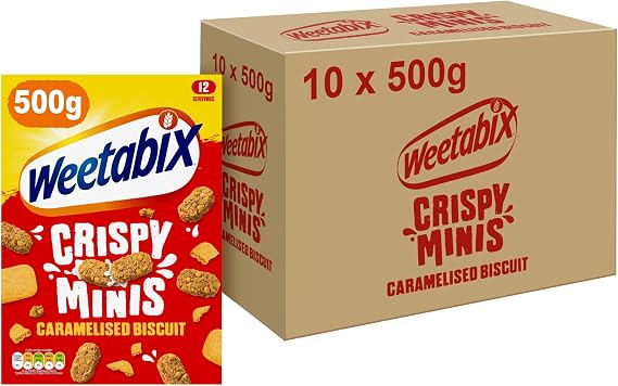 Weetabix Crispy Minis Caramelised Biscuit Breakfast Cereal 500g (Pack of 10)
