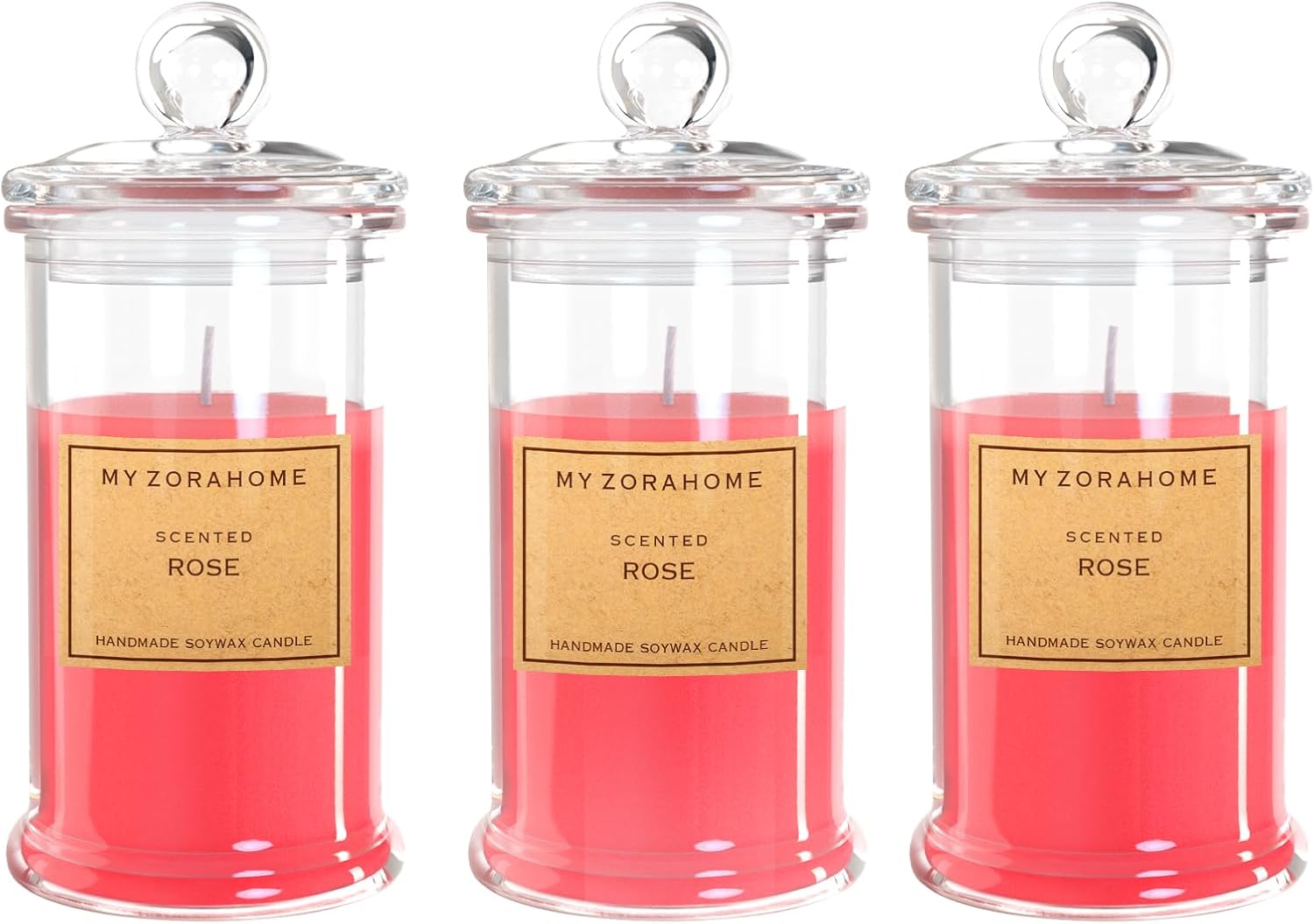 Aromatherapy Candles, Scented Candles for Home As a Holiday Candle Gift for Your Lover, Family, Elder, Friends and Colleagues Set of 3 - Rose