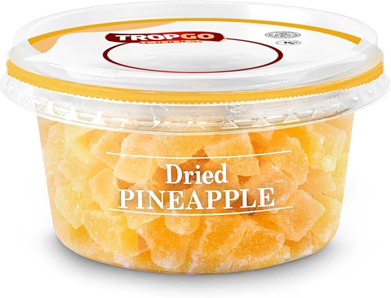 Tropgo Diced Pineapple 200g - Dried Fruit Snacks in Resealable and Recyclable Tub - Non-GMO, Fat-Free, Additives Free - Healthy Snacks for Kids and Adults